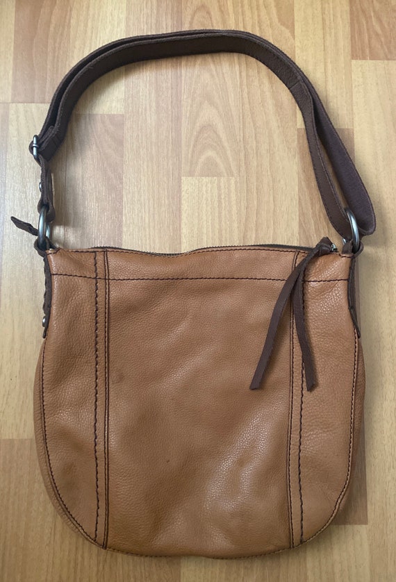 Vintage Fossil Brown Leather Hobo Shoulder Bag - image 1