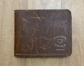 Fielder’s Choice Goods Men Billfold Baseball Brown Tan Glove Distressed Leather Made in USA