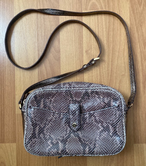 Vintage 80s Patchwork Python Print Faux Snakeskin Crossbody Purse – Total  Recall Vintage