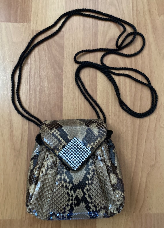 Vintage Small Snakeskin Crossbody Shoulder Bag Pur