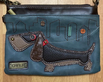 Chala Handbags Wiener Dog Dachshund Criss Cross Crossbody Handbag Purse