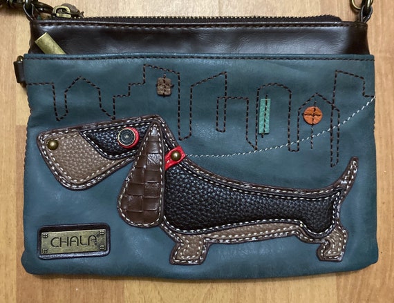 Chala Bags Faux Leather Dachshund Wiener Dog Grey… - image 3