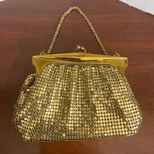 Vintage Whiting & Davis Gold Metallic Mesh Evening Bag Bolso con cadena