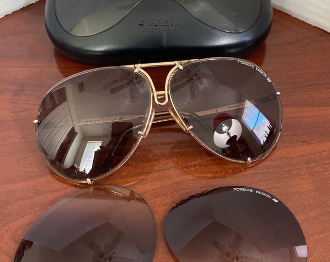 Retro 1980s Porsche Carrera Sunglasses 5623 Gold Frame With Extra Lens