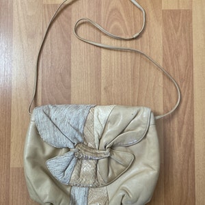 Vintage 80s Morris Moskowitz Piel de serpiente Tela Monedero Bolso de embrague Bolso de mano