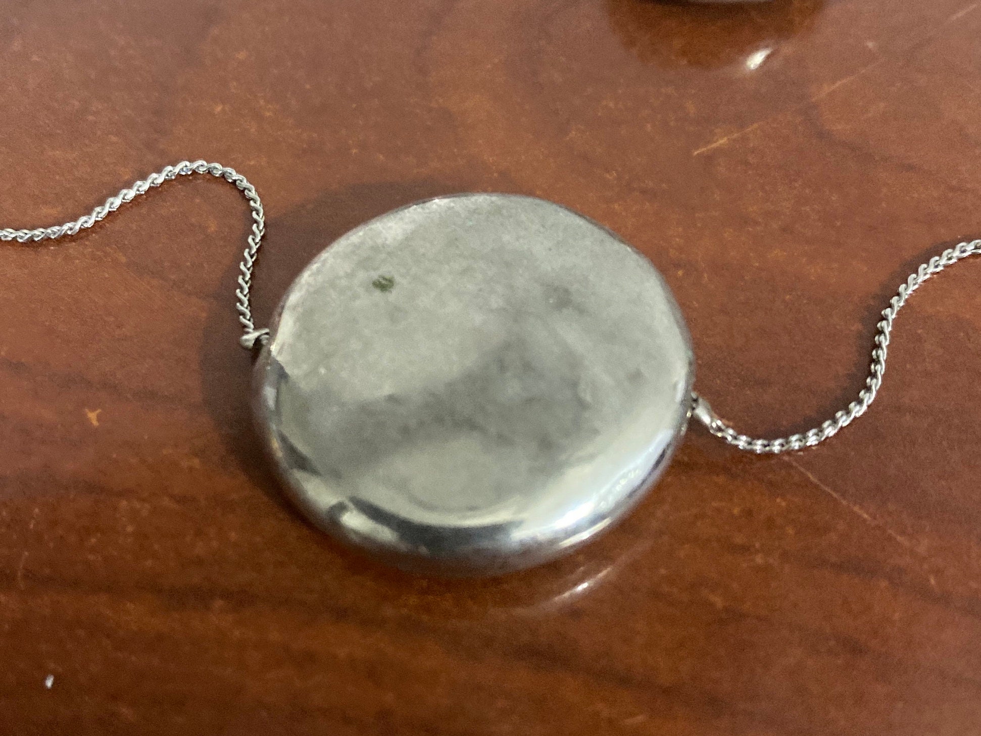 Vintage 80s VCLM Metal Disc Silver Tone Chain Necklace With