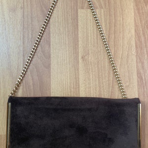 Vintage Rare Susan Gail Medium Brown Suede Leather Crossbody Bag Clutch Purse Made in Spain