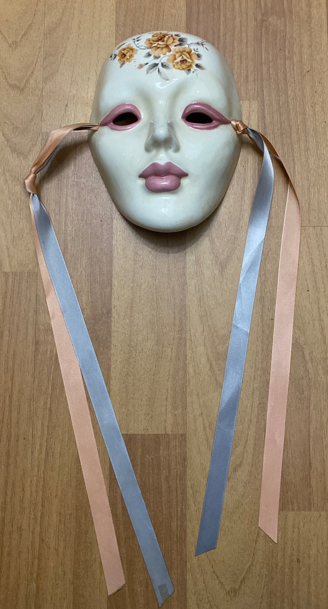 Vintage Hand Painted Porcelain Mask Wall Decor Etsy