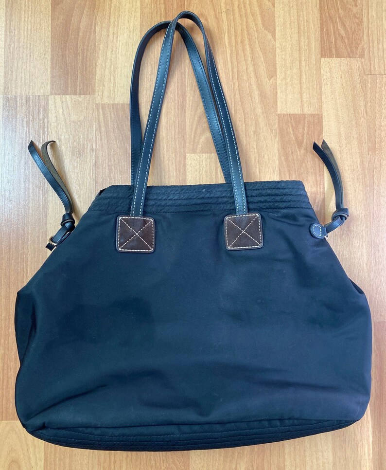 Dooney and Bourke Black Nylon & Leather Straps Shoulder Bag Etsy