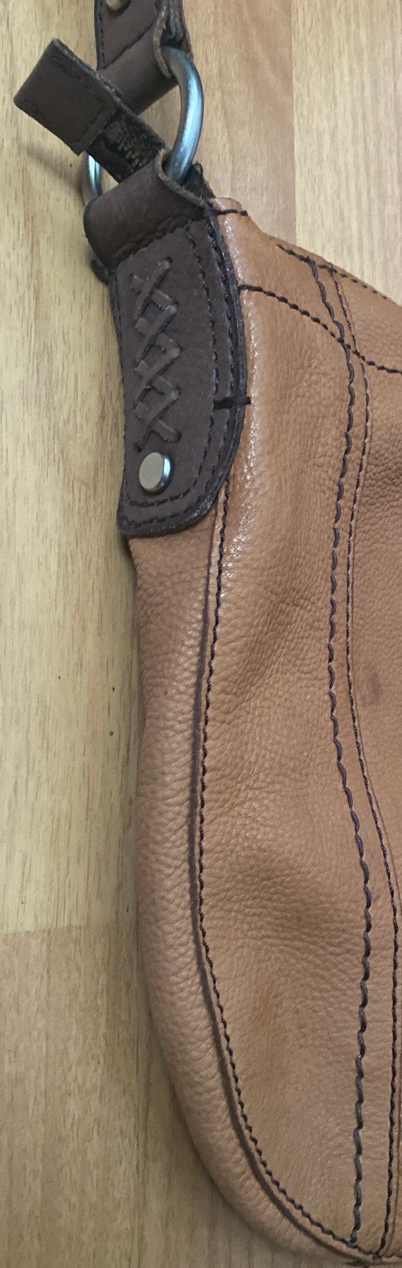 Vintage Fossil Brown Leather Hobo Shoulder Bag - image 3