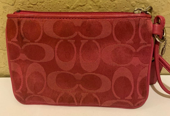Vintage Coach Small Pink and Silver Canvas Poppy … - image 5