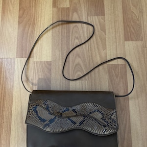 Vintage Rare Valerio Valentini for Strega Brown Snakeskin Leather Crossbody Bag Purse Made in Italy