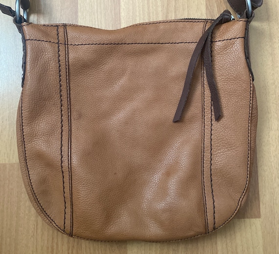 Vintage Fossil Brown Leather Hobo Shoulder Bag - image 2