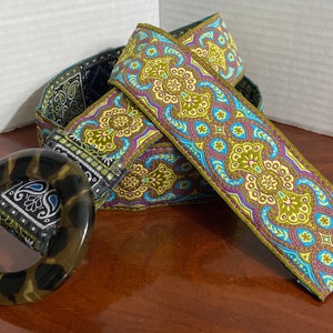 Vintage Bohemian Embroidered Multicolor Fabric Belt Women Reversible