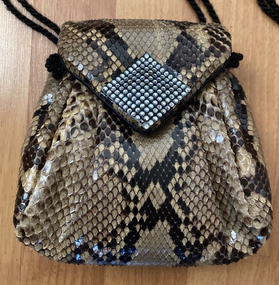 Vintage Small Snakeskin Crossbody Shoulder Bag Pu… - image 4