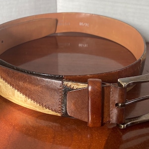 Stefano Piazza Leather Patchwork Belt Women 34 / 90 Made In Italy