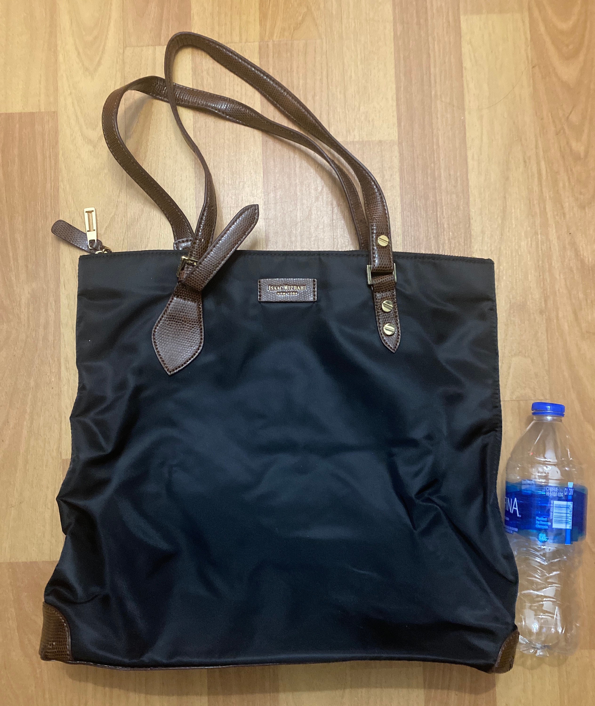 Isaac Mizrahi New York Black Soft Nylon Snake Embossed Leather