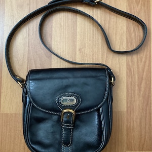 Vintage raro Dickens colección bolso bandolera de cuero negro