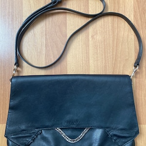 Vintage ORCIANI raro bolso de cuero negro suave embrague bolso bandolera de noche hecho en Italia