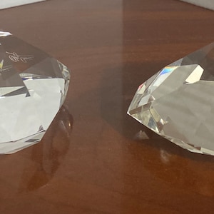Lot of 2 Oleg Cassini Clear Crystal Diamond Gem Shaped Paperweight