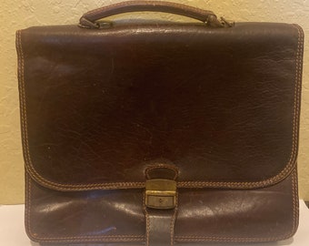 Vintage Handcrafted Brown Leather Western Messenger Satchel Crossbody Briefcase Laptop Hand Bag