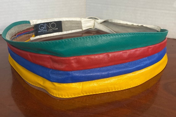 Vintage 1970s Gino Retro Multicolor Striped Leath… - image 1