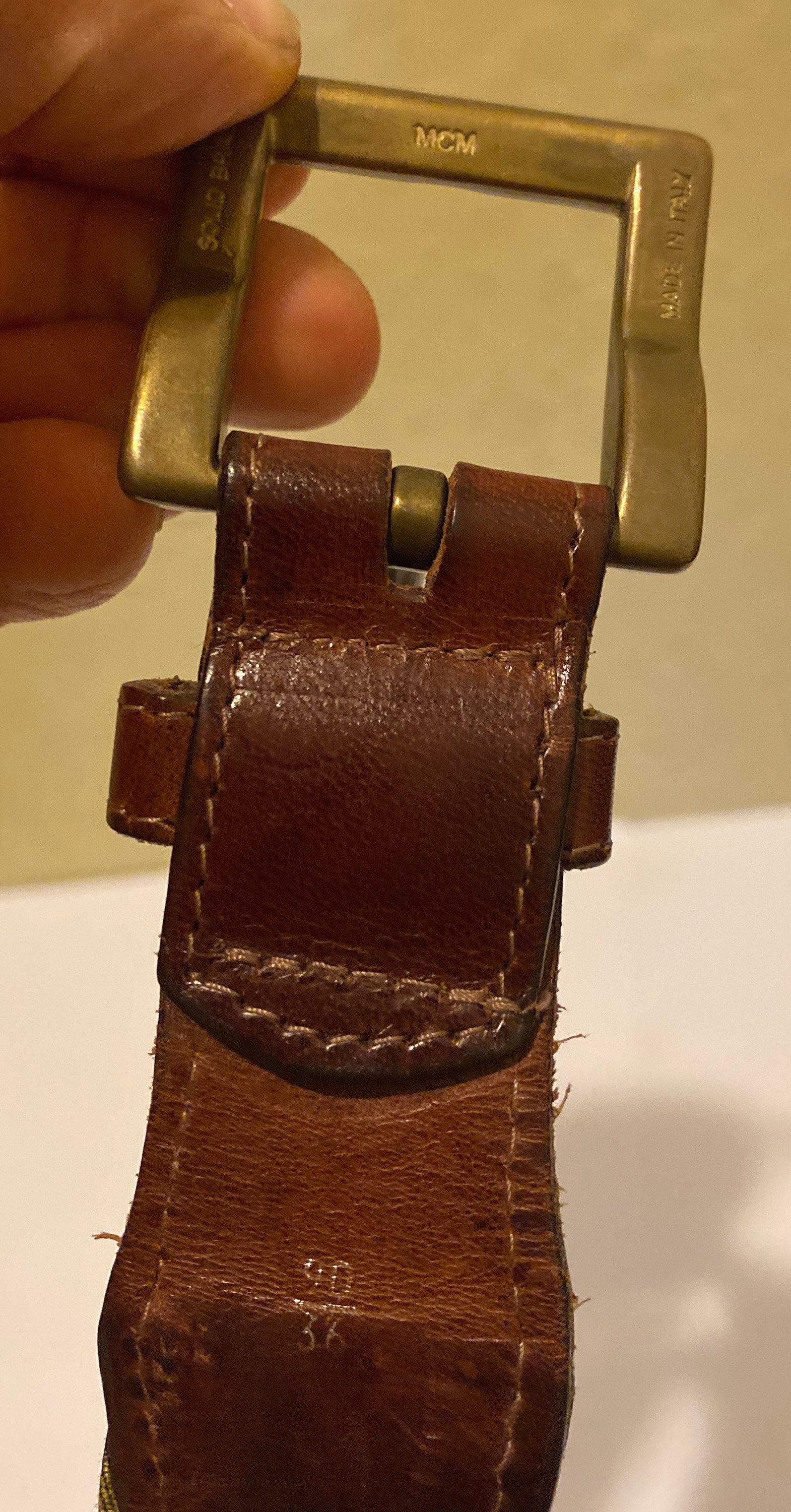 Vintage MCM Handcrafted Brown Leather and Multicolor Braided Vintage MCM Handcrafted Brown Leather and Multicolor Braided