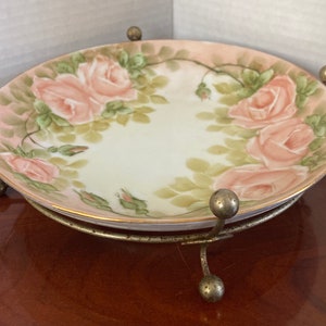 Vintage 1964 Hand Painted Floral Decorative Porcelain Candy Plate