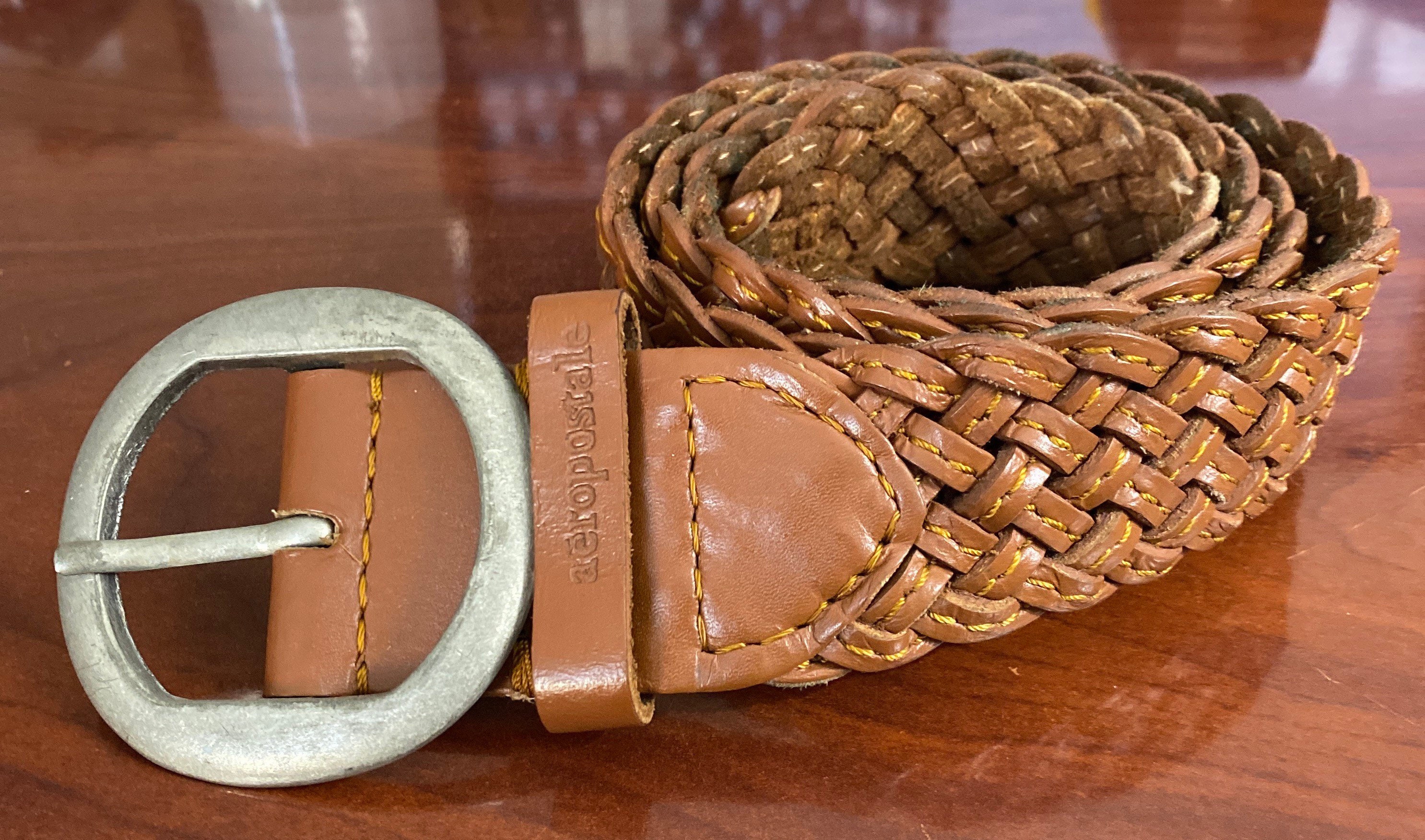 AEROPOSTALE Brown Leather Western Braided Weave Belt and  display picture 1