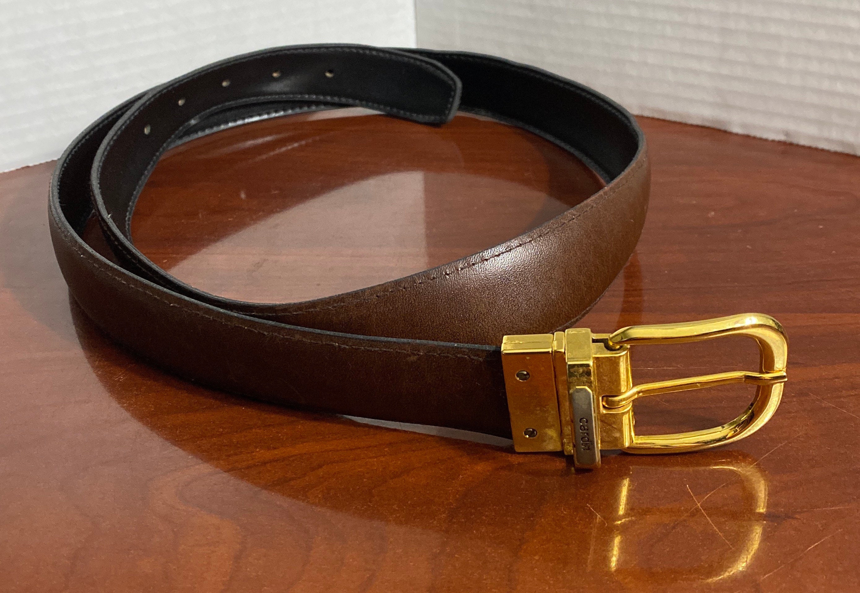 Vintage 1970s Pierre Cardin MOD BREV Retro  Belt Brass Gold Tone Buckl 70s Pierre Cardin Belt - Lucky Vintage main image 3