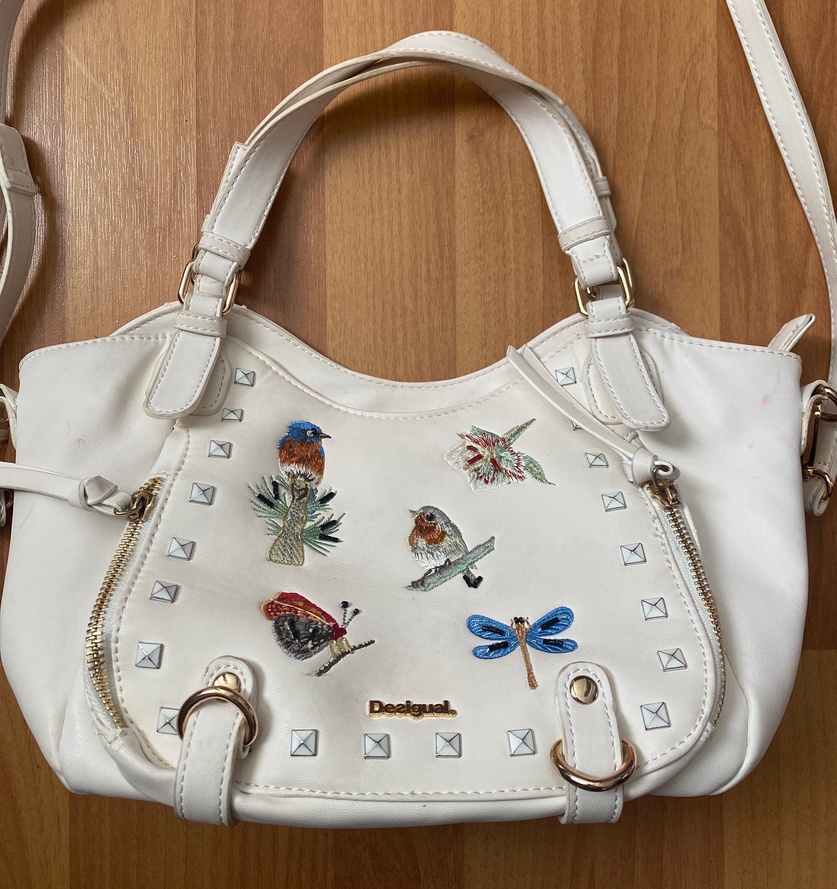 Desigual Sac à main en simili cuir blanc clouté avec perles - Etsy Canada