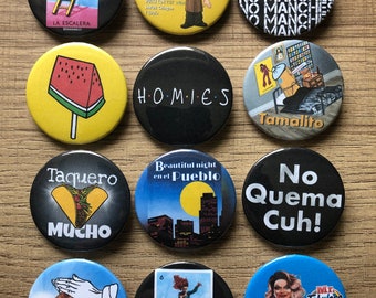 Hispanic Meme Pins Set 3, Mexican, Duvalin, Loteria, Custom Pins, Sandia, Tacos, Birria, Hilarious, Funny gift, Fabuloso, Friends, Homies