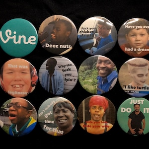 Botones de memes de vid, pines de vid, pines personalizados, botones personalizados, memes