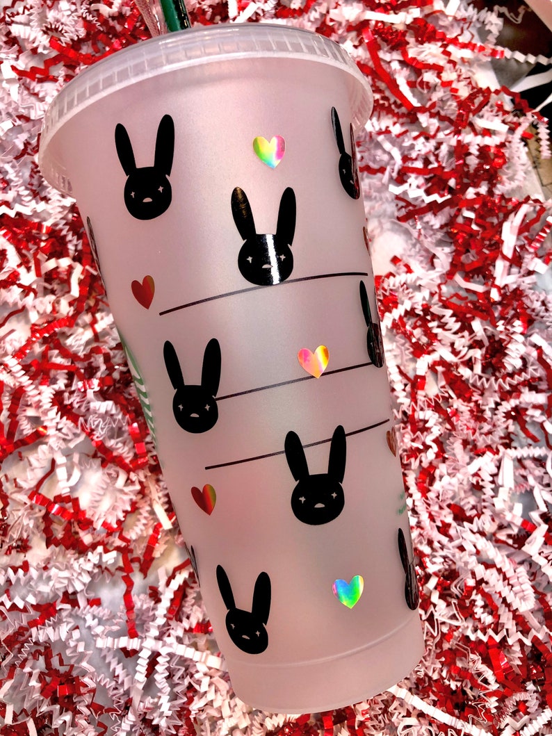 Starbucks Venti Cold Cup Tumbler Personalized Starbucks Cup with a straw Personalized Starbucks Bad Bunny Starbucks Reusable Cold Cup