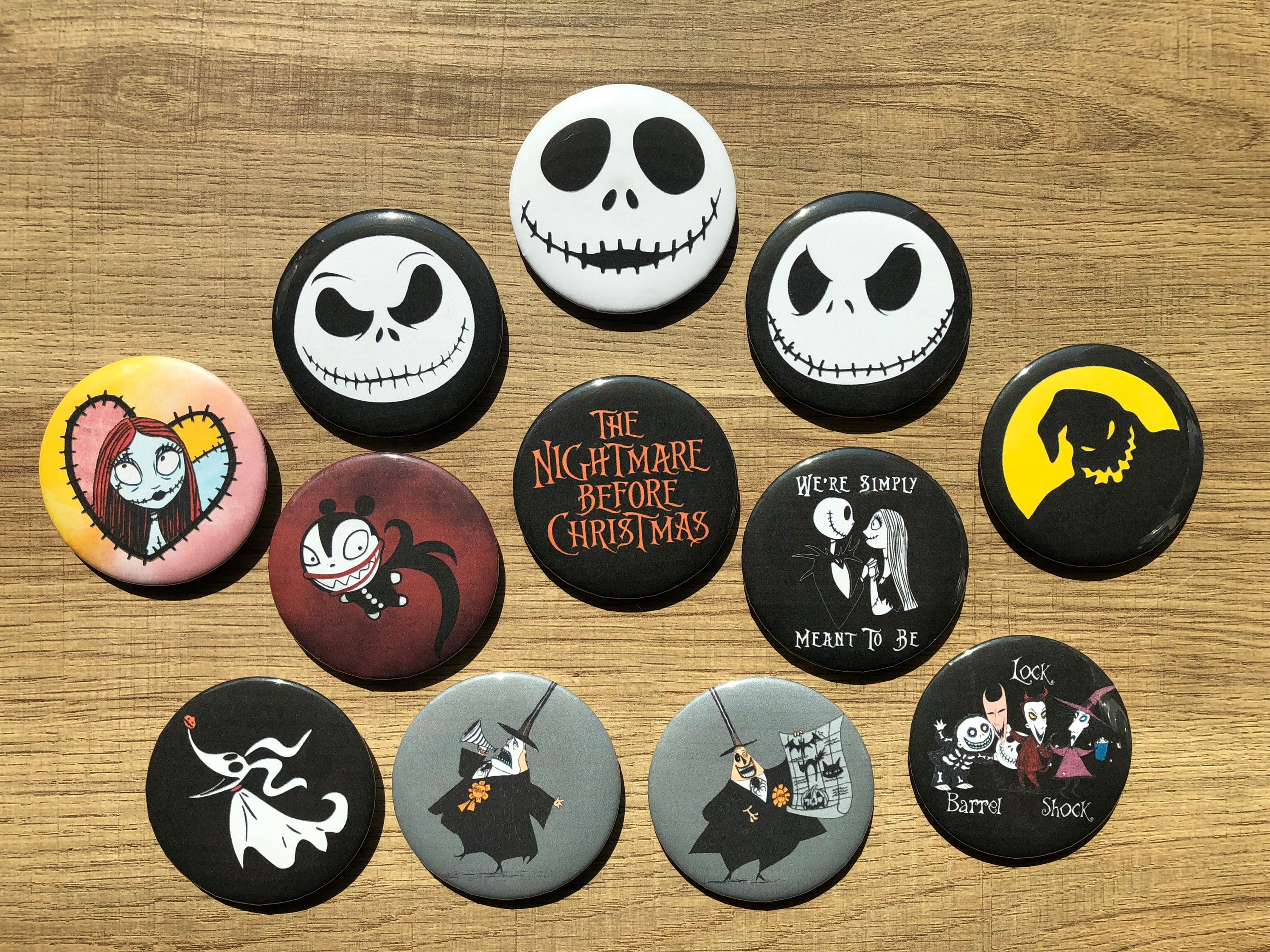 Lock, Shock & Barrel Magnetic Enamel Pin Nightmare Before Christmas,  Halloween Lapel Badge, Tim Burton Inspired, Disney Pins, NBC Gift 