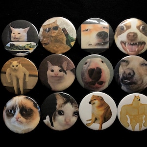 Cats and Dogs Memes Pins, Pin Set, Dog Memes, Cat Memes, Meme Pins