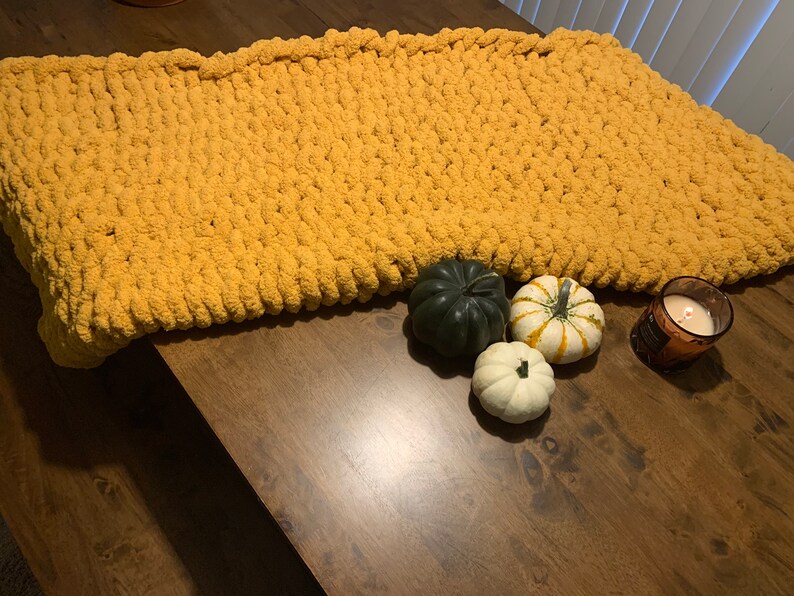 Yellow Chunky Knit Blanket Etsy