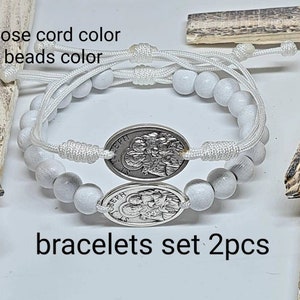 ST JOSEPH bracelet set 2 pcs, Handmade bracelet, protection bracelet, wooden bracelet and simple bracelet, Catholic Blessing bracelet