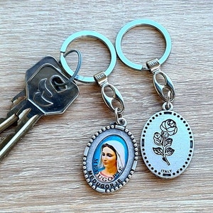 Virgin Mary keychain, Virgin Mary Medjugorje keychain,  Holy Mother keychain, Catholic Blessing keychain, black friday