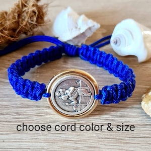 St. Christopher bracelet, one Medal Catholic Bracelet,  adjustable protection bracelet,  Saint for travel, Choose your saint for protection