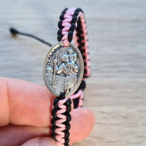 St. Christopher bracelet, one Medal Catholic Bracelet,  adjustable protection bracelet,  Saint for travel, Choose your saint for protection
