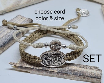 ST MICHAEL SET 2 pcs bracelets, Handmade Religious bracelet, Miraculous bracelet, angel Archangel bracelet, protection bracelet