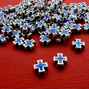 Wholesale blue crosses lot bulk 20, 50, 100 pcs, size 8mm