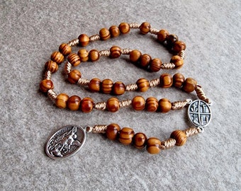 ST. Michael Chaplet, Archangel Angel Guardian,saint chaplet, Holy wood beads 8mm, Police Military Patron, Rosary Prayer