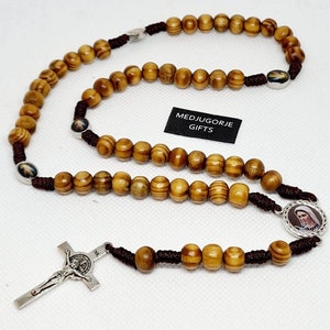 gift ideas, Saint Rosary Chaplet Catholic Rosario beads Wood 8mm Family Holy 5 Decade Mary Medjugorje gift women mene Handmade Religious