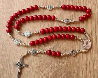 Catholic Rosary, Wooden Rosary Beads,Durable Corded Rosary, Inspired By St. Benedict,Prayer beads, personalised,personalised rosary