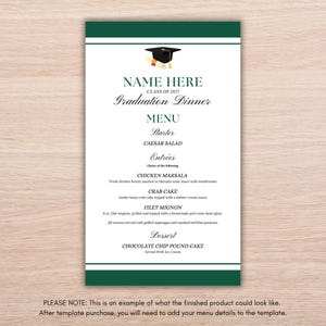 Class of 2025 Graduation Dinner Menu Canva Template – Editable & Instant Download