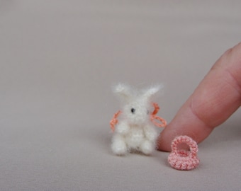 Tiny Easter Bunny Little fluffy bunny easter decorations Spring rabbit crochet, miniature animals, tiny crochet animals, best friend gifts