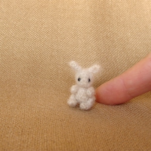 Micro Miniature Crochet Bunny 1.2 inch (3 cm), Tiny Amigurumi Rabbit teddy, Mini Stuffed Animals, Rabbit for a doll