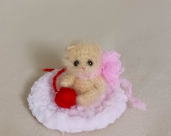 Micro crochet, Crocheted miniature kitten, Tiny cat, Art doll, Mini teddy cat Plush Stuffed Animal Mini amigurumi cat Cute personalized gift